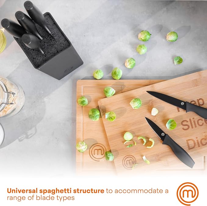 MasterChef Knife Set with Block, 6 Kitchen Knives and a Universal Knife Holder - Image 4