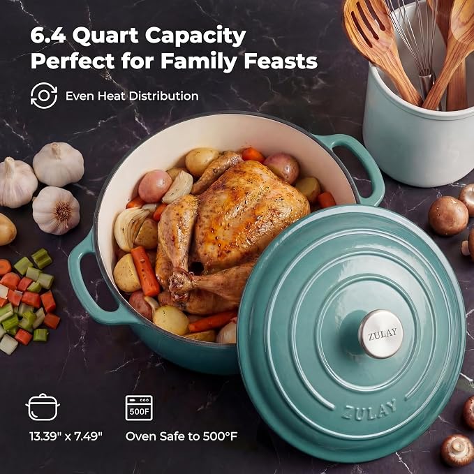 Zulay Kitchen 6 Quart Enameled Cast Iron Dutch Oven Pot - Image 6