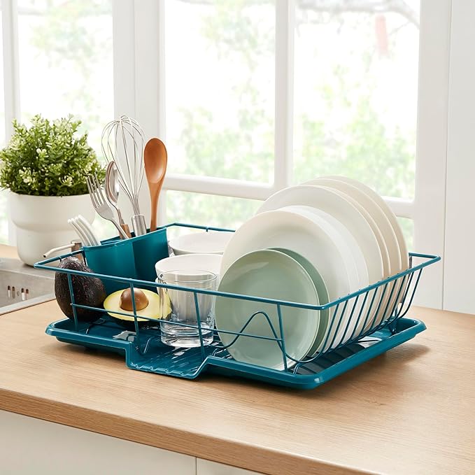 Space-Saving 3-Piece Dish Drainer Rack Set Efficient Kitchen Organizer - Image 3
