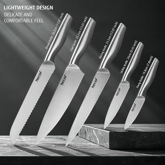 hecef 6-Piece Silver Stainless Steel Knife Set - Image 3