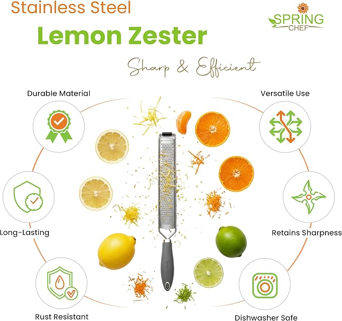 Spring Chef Stainless Steel Lemon Zester Grater - Image 2