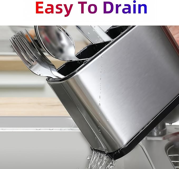 LIBODOUR Utensil Holder, Stainless Steel Caddy Counter, Spoon holder, 4 - Image 5