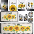 Fourluoo 10 Pcs Sunflower Kitchen Decor 4 Black and White Buffalo Plaid Dish by Fourluoo