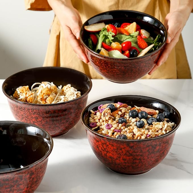 HASENSE Ceramic Soup Bowls, 40 Oz Serving Bowls Set of 4, Cereal Bowls - Image 2