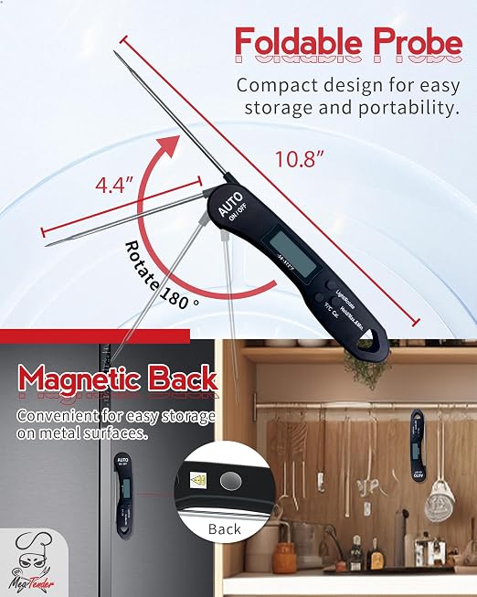 5 PCs Instant Read Meat Thermometer, 1.2s Fast Read, ±1°F Accuracy, -58°F to - Image 6