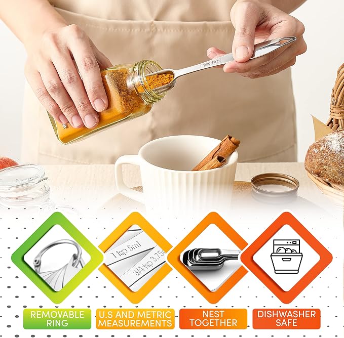 Spring Chef Stainless Steel Measuring Spoons Set of 6 - Image 6