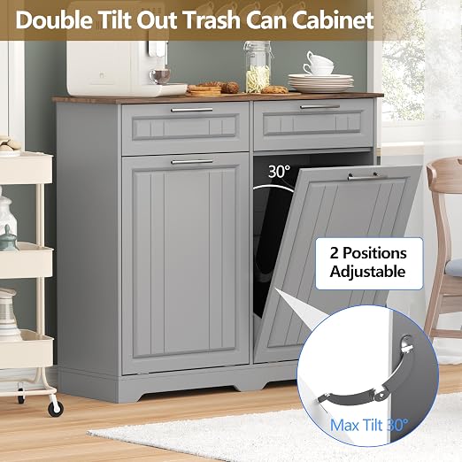 Double 10 Gallon Tilt Out Trash Can Cabinet - Image 4