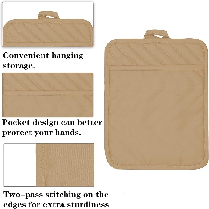 Oven Pot Holder with Pocket Cotton Heat Resistant Coaster Potholder Kitchen Hot - Image 3
