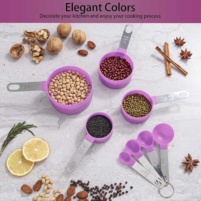 Measuring Cups and Spoons Set of Huygens Kitchen Gadgets 10 Pieces, Stackable - Image 6