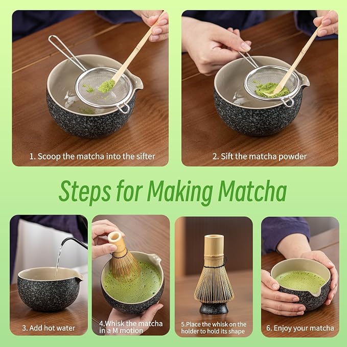 TEANAGOO Matcha Whisk Set Black, Matcha Kit - Image 5