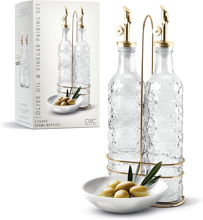 COOK WITH COLOR Glass Olive Oil Bottle Dispenser by CookwithColor