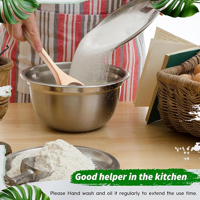 FoldTier 12 Inch Wooden Danish Dough Whisk Sourdough Whisk Dough Mixer Bread - Image 3