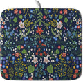 Flower Floral Dish Drying Mat Microfiber Navy Blue Absorbent Drying Pad by Giwawa