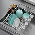Dish Drying Rack in Sink: Expandable, 3-Slot Utensil Holder, Anti-Slip Handle. by Jouzevic