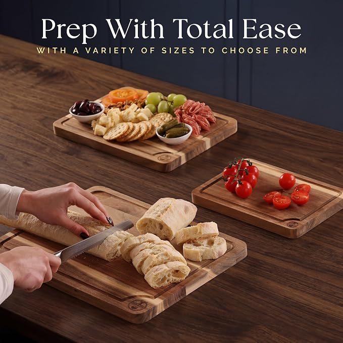 Pre-Oiled, Non Toxic 3-Piece Acacia Cutting Board Set - Image 3