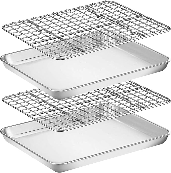 Baking Sheet with Rack Set, Wildone Stainless Steel Cookie Sheet Baking Pan by Wildone