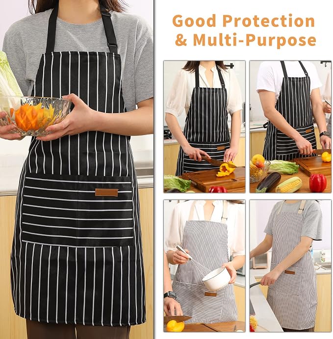 Tosewever 2 Pieces Kitchen Cooking Aprons, Cotton Polyester Blend Adjustable - Image 5