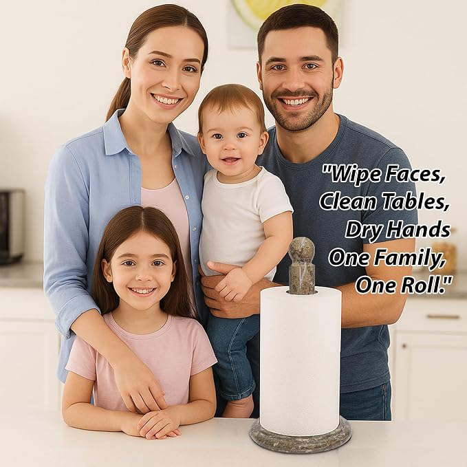 Handmade Fossil Grey Marble Paper Towel Holder – Natural Stone Stand - Image 5