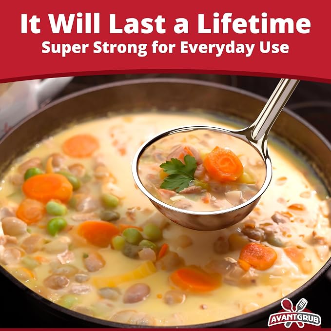 Super Sturdy, Ergonomic 4 Oz. Soup Ladle 1 Pk. Stainless Steel Ladles - Image 3