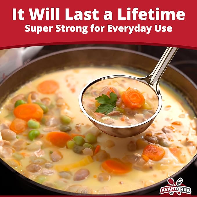 Super Sturdy, Ergonomic 2 Oz. Soup Ladle 1 Pk. Stainless Steel Ladles - Image 3
