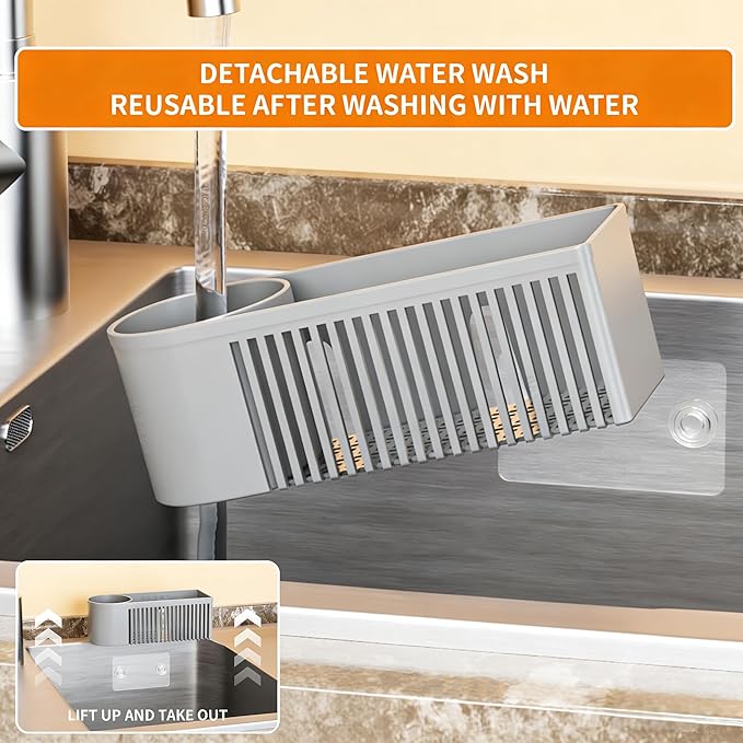 SuoXing Inside Sink Sponge Holder, Plastic Dish Sink Organizer - Image 5