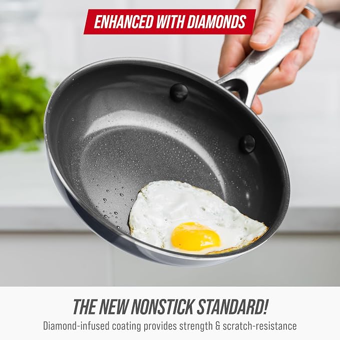 Blue Diamond 8" Nonstick Frying Pan Skillet, Ceramic Diamond Infused PFAS-Free - Image 2
