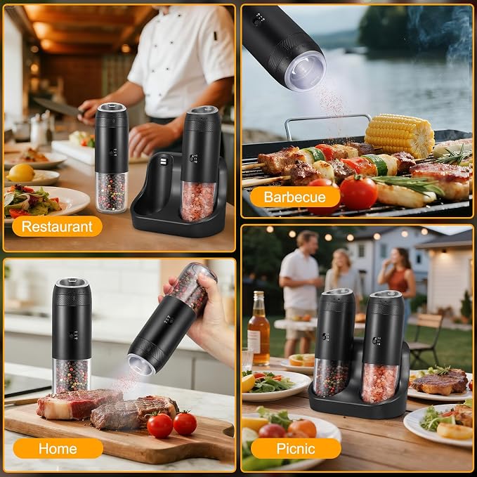 Rechargeable Gravity Electric Salt Grinder Set - Image 8
