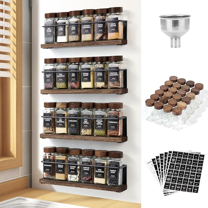 Wooden Lid Magnetic Spice Rack by KitHero