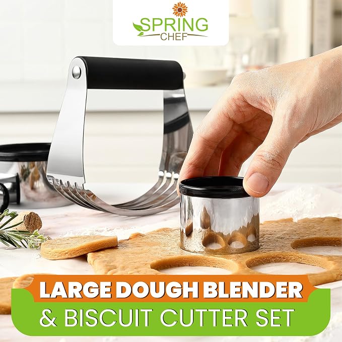 Spring Chef Large Dough Blender & Biscuit Cutter Set, Heavy Duty Stainless - Image 2