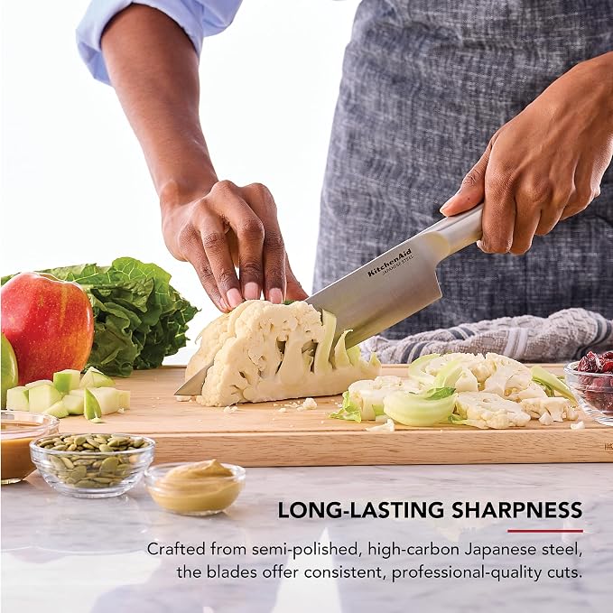 KitchenAid 3 Piece Forged Chef Knife Set High Carbon Japanese Steel, Includes 8 - Image 4