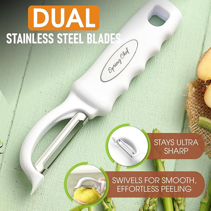 Spring Chef Premium Swivel Vegetable Peeler, Comfrotable Handle and Ultra Sharp - Image 2
