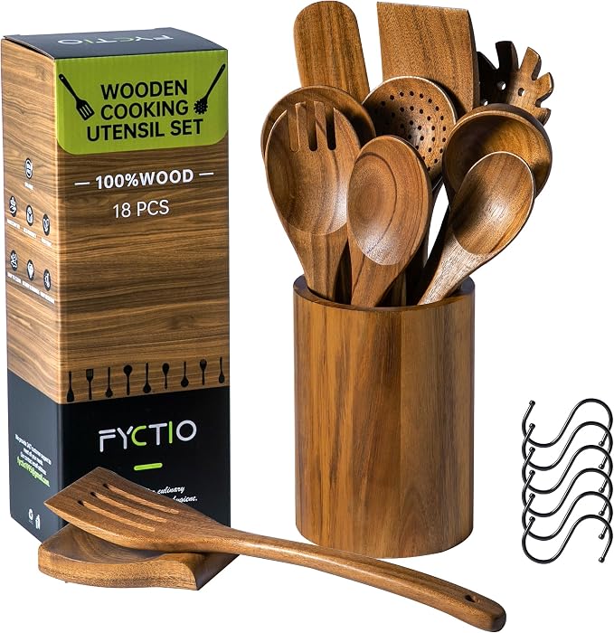 Wooden Utensil Set 12 PCS by FyctioHome