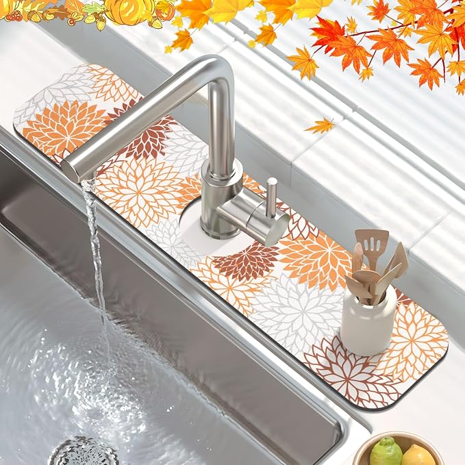 Findosom 2PCS 16" x 24" Fall Dish Drying Mat & 24" x 5.5" Sink Splash Guard - Image 4