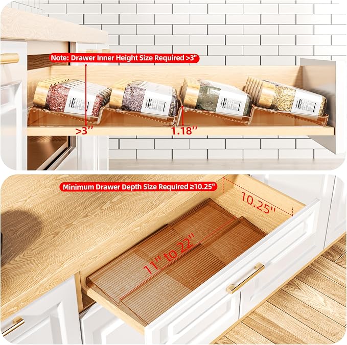 MUDEELA Clear Spice Drawer Organizer, 2 Tier - Image 3