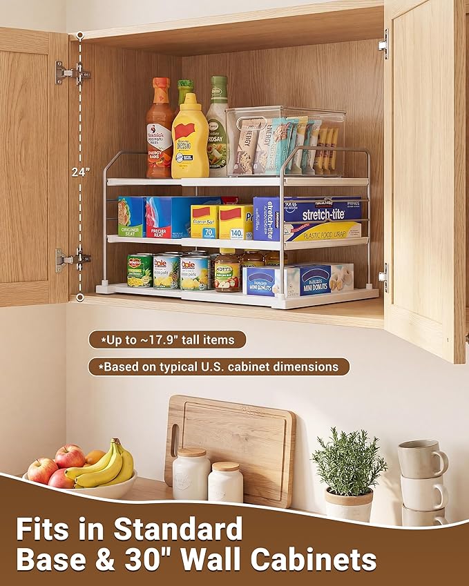 EVERIE Extendable 3-Tier Kitchen Cabinet & Pantry Organizer - Image 3
