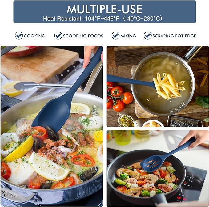 HOTEC 446°F Heat Resistant Silicone Cooking Spoon Spatula, BPA Free Large - Image 6