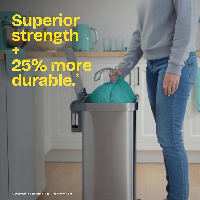 Glad ForceFlex MaxStrength Kitchen Trash Bags, 13 Gal, Bahama Bliss Febreze - Image 6