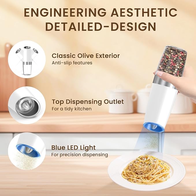 Gravity Electric Salt And Pepper Grinder Set, Automatic Salt And Pepper Grinder - Image 4