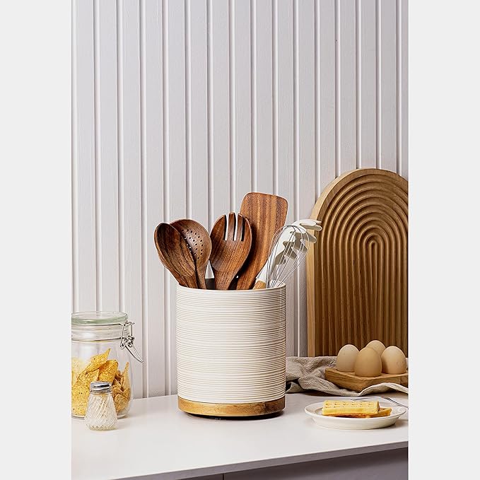 Utensil Holder, 360° Rotating Extra Large Ceramic Kitchen Utensil Holder - Image 5
