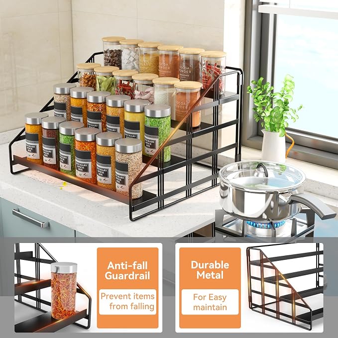 Bunoxea Spice Rack 4 Tier Kitchen Cabinet Organizer, Countertop Spice Rack - Image 6