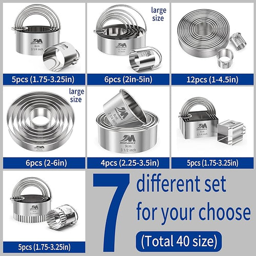 5 Pieces Circle Biscuit Cutter, Professional Stainless Steel Round Cookies Mold - Image 2