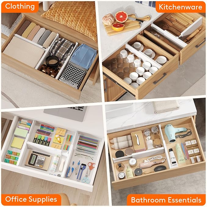 Lifewit 12 Pack 4" High Drawer Dividers 34-56cm/13.5-22" Adjustable Drawer - Image 8
