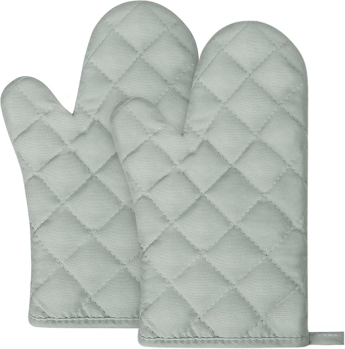 AUAUY Grey Oven Mitts, 1 Pair Kitchen Mittens, 392F Heat Resistant Non-Slip by AUAUY