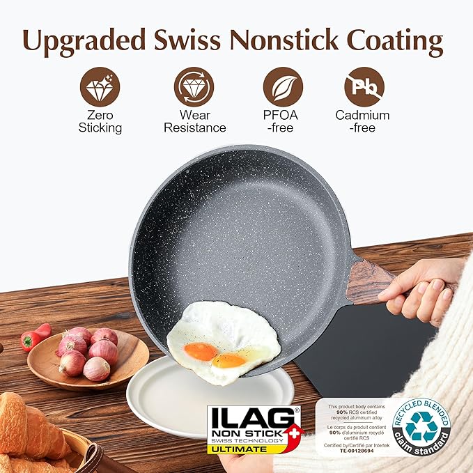 SENSARTE Nonstick Frying Pan Skillet, Swiss Granite Coating Omelette Pan - Image 3