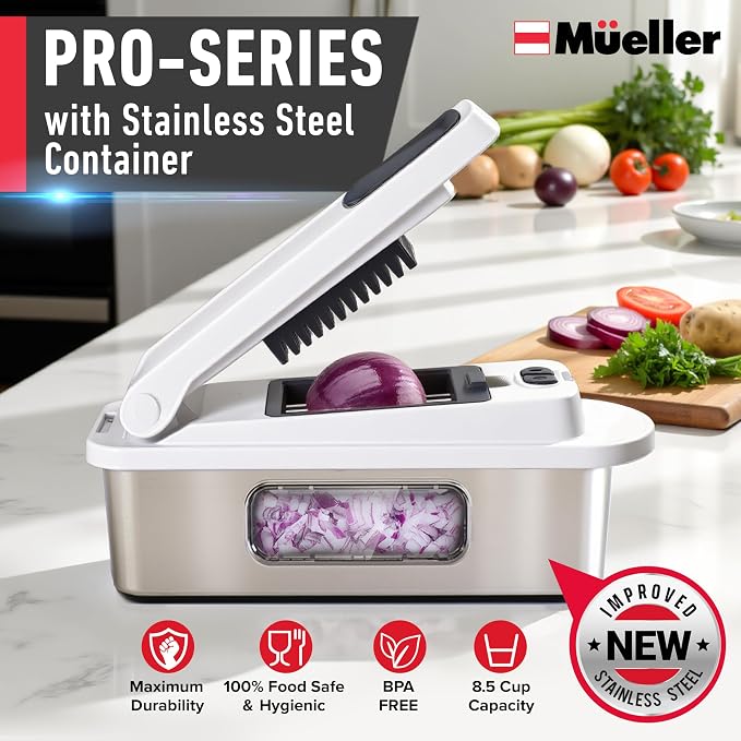 Mueller Pro-Series 10-in-1, 8 Blade Stainless Steel Multi Vegetable Chopper And - Image 2