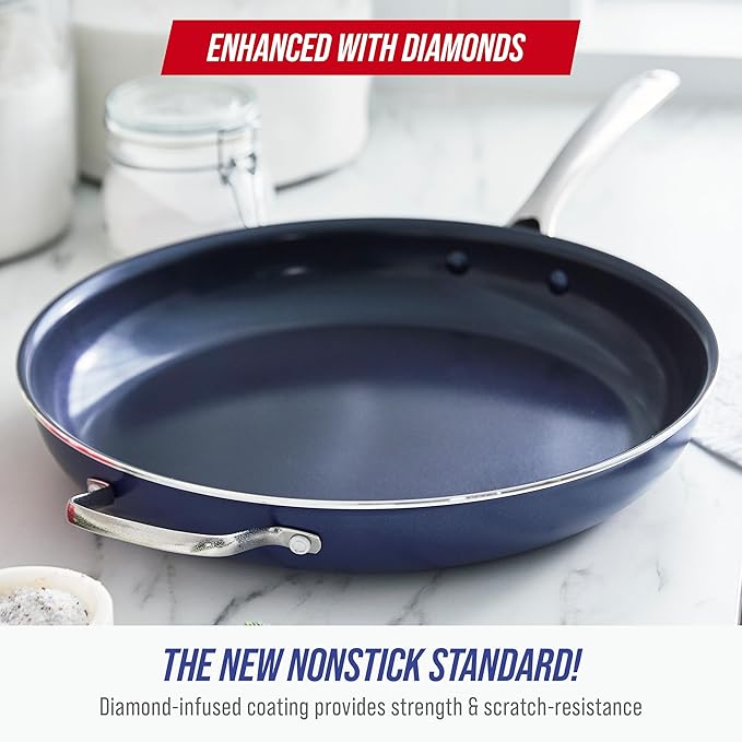 Blue Diamond Ceramic Nonstick 14" Frying Pan Skillet, PFAS-Free Cookware - Image 2