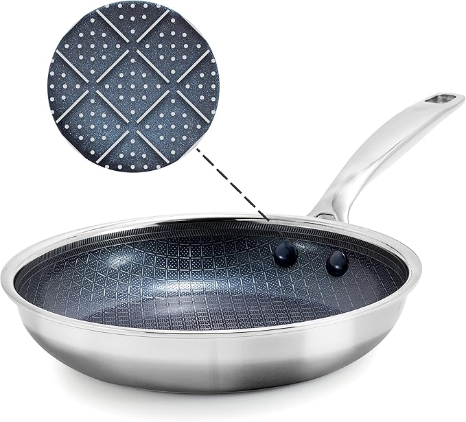 Blue Diamond Hybrid Nonstick Stainless Steel 8” Frying Pan, PFAS-Free Ceramic by BlueDiamondCookware