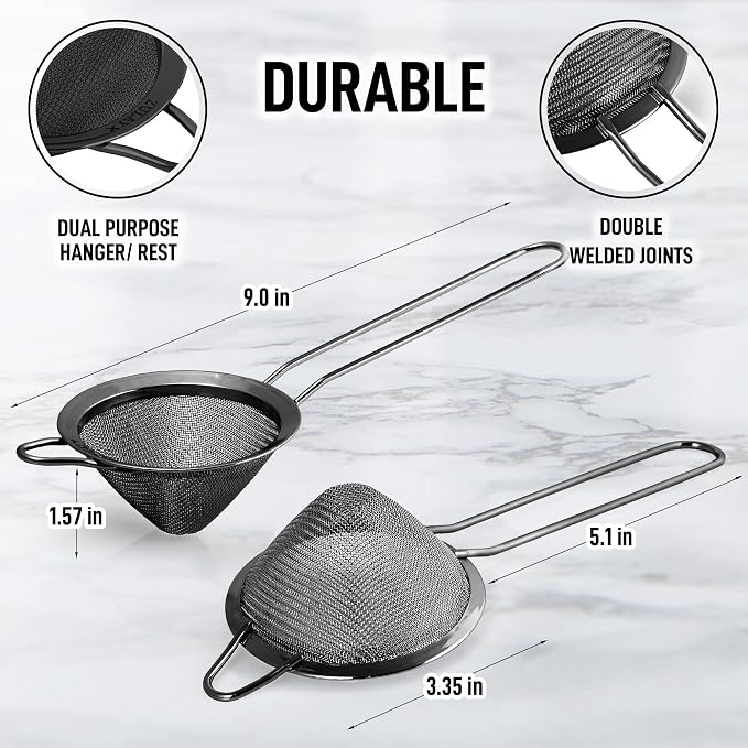 Zulay Kitchen 304 Stainless Steel Fine Mesh Strainer - Image 8