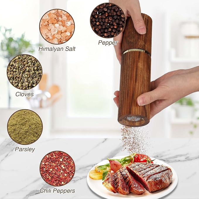 Wooden Pepper Grinder Pepper Mill, Adjustable Coarseness Salt Pepper Grinder - Image 5