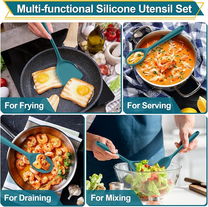 P&P CHEF Kitchen Utensil Set, 4 Pieces Non-stick Silicone Cooking Utensils - Image 5